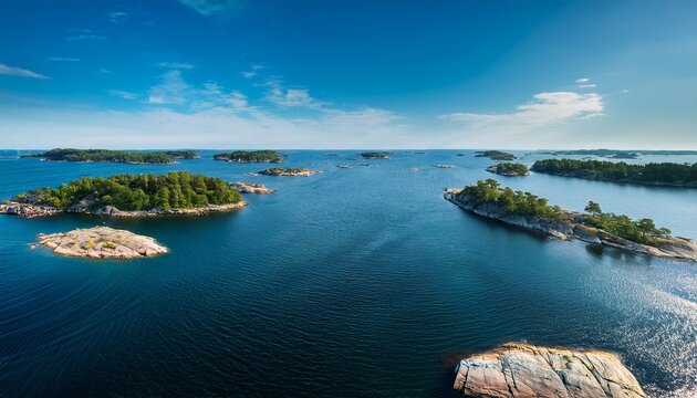 swedish archipelago islands in baltic sea on summer day