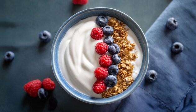 an icelandic breakfast featuring skyr a thick creamy yogurt served with fresh berries and a sprinkle of granola for crunch