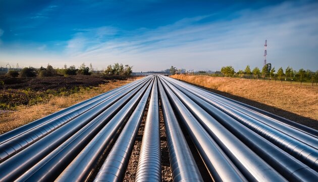 parallel steel pipelines with shallow depth of field