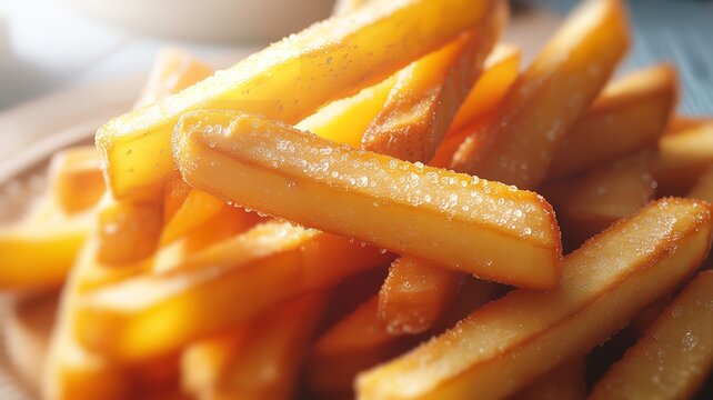 Golden crispy French fries salted snack food vector illustration