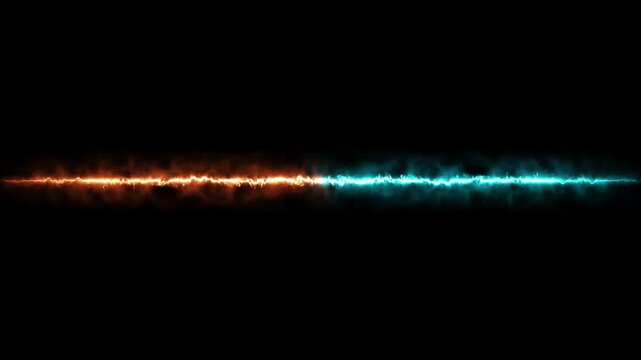 glowing yellow neon Straight neon lazer animation of horizontal line on alpha background, straight neon lazer line, seamless loop