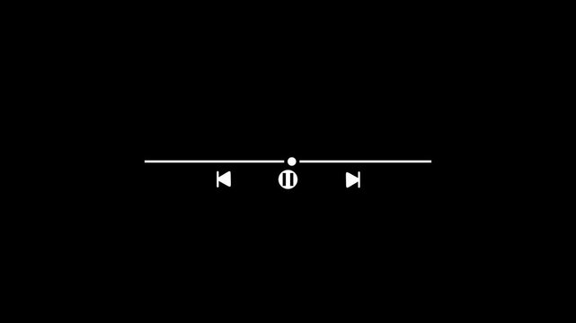 Media player template scroll bar button with audio reactor, Music timeline or video track player, Timeline bar moving as song media playing Animation. music player