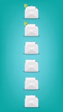 Email Security and Spam Filtering System with Warning Alerts and Protection Shields Animation