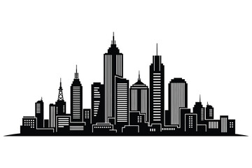 Obraz premium Dramatic city skyline silhouette a modern urban landscape in black and white