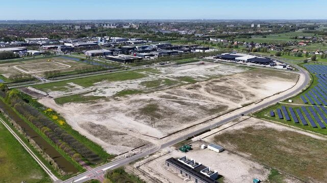 Purmerend, North Holland, Netherlands - 4th of May 2026; Baanstee-Noord Purmerend Industrial Estate under development from above.