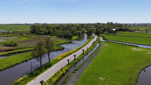 Typical Dutch landscape with pastures near Oosthuizen North Holland lies in the middle of the Middelie gas field