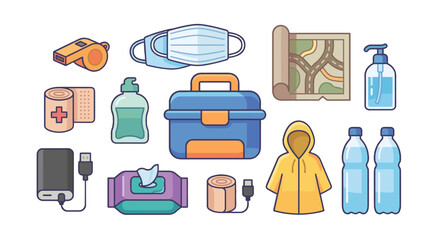 flat lay essentials for travel hygiene and health protection items © Andrei