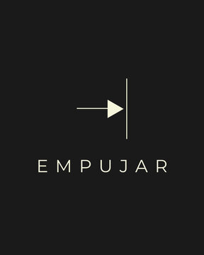Se&ntilde;al de Puerta Minimalista EMPUJAR - Icono Dorado sobre Fondo Negro