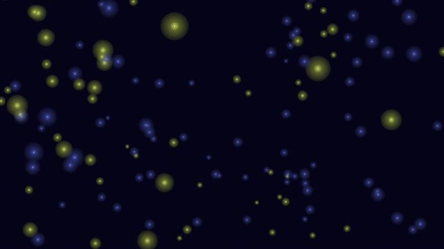 Abstract footage of glowing blue and green bokeh particles drifting across a dark background, creating a dreamy, futuristic atmosphere for motion graphics overlays