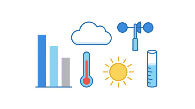 flat design weather and energy concept with thermometer sun cloud and battery icons