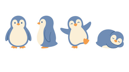 cute cartoon penguin family set isolated on white background © Andrei