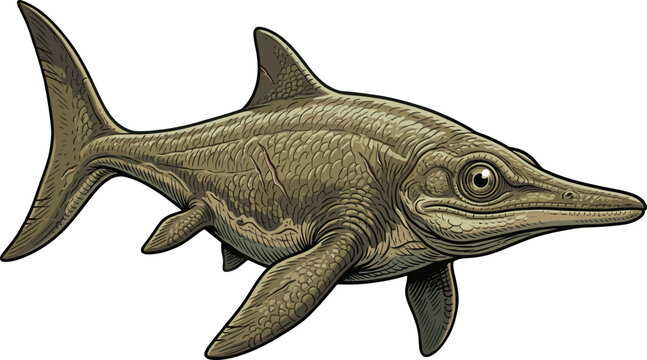 Ichthyosaur Marine Reptile Vector Illustration