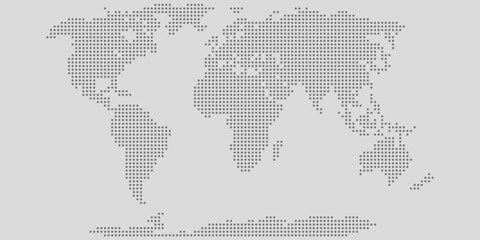 Fototapeta premium Modern map of the world with dots and stars on a gray background. Digital global vector map of the world.