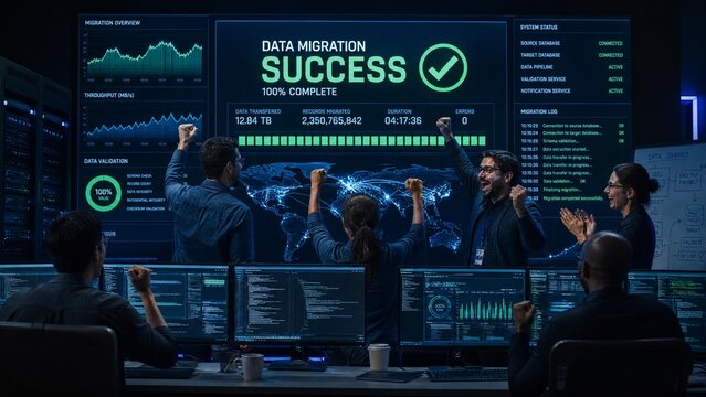 Team Celebrates Successful Data Migration Achievement