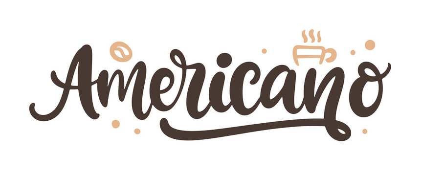 Americano coffee hand written lettering design
