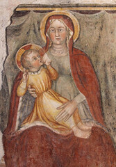 Obraz premium Madonna del latte; affresco nell'oratorio di Santo Stefano a Torre de' Busi (Bergamo)