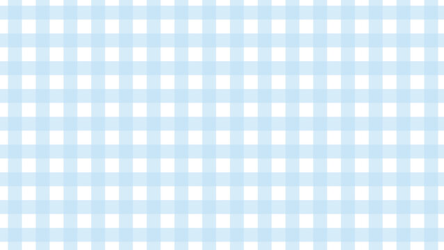 Light blue gingham pattern vector background, soft pastel blue and white checkered fabric texture, classic picnic tablecloth seamless design