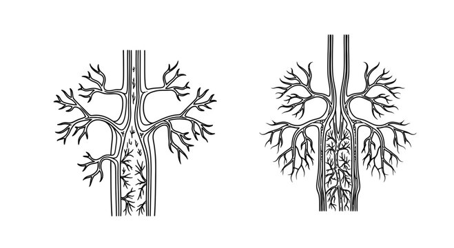 Branching Veins and Arteries Illustration, Medical Diagram, Circulatory System