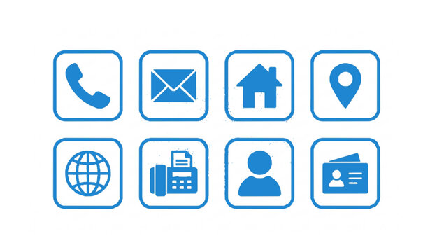 Business card and contact information flat icon set with phone email address and website vector collection