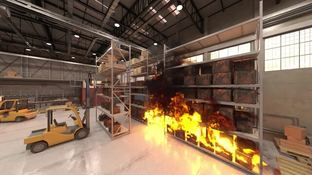 倉庫火災　3DCGレンダリング