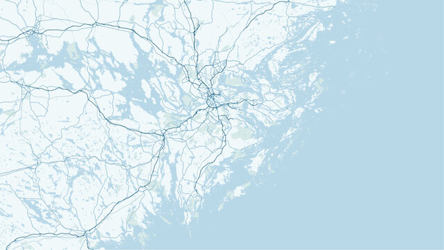 Modern minimalist vector map of Stockholm, Sweden. High-quality scalable illustration of Stockholm city grid, Gamla Stan, and Baltic archipelago for posters and urban design.