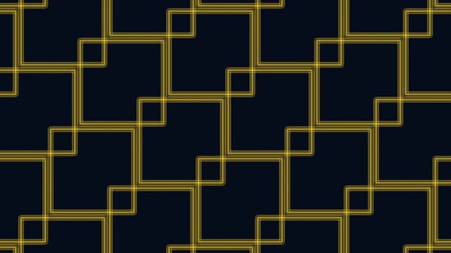 Abstract footage of a blue neon diamond grid pattern on a dark background, with glowing intersecting lines forming a seamless geometric texture for technology visuals