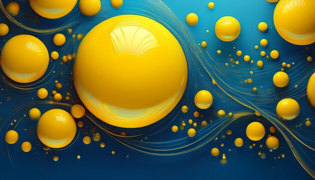 abstract background with yellow bubbles on blue