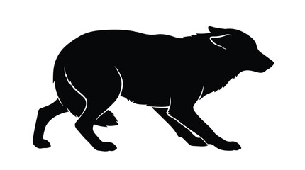 Naklejka premium Black dog silhouette running isolated on white background, side view, modern minimalist design element