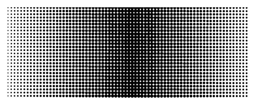 A gradient of black dots from sparse to dense creating a visual effect of fading intensity across a rectangular shape transparent background