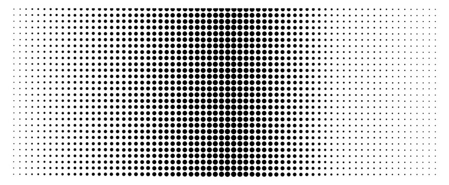 A mesmerizing graphic design featuring a gradual transition from dense black dots to sparse white dots forming a gradient effect transparent background
