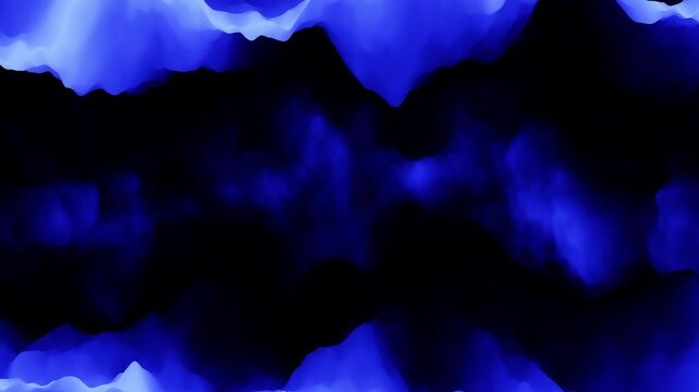 Abstract blue luminous smoke and ink-like clouds drift over a deep black background, creating a moody atmospheric backdrop for technology, music, and sci-fi visuals