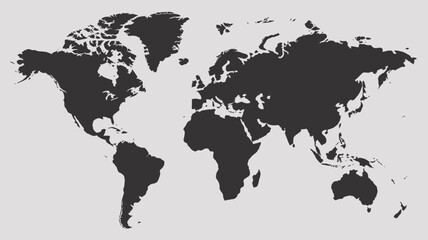 Fototapeta premium World map with countries highlighted in dark shade on light gray background