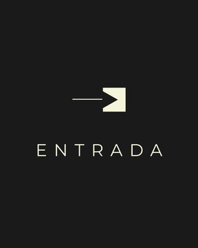 Se&ntilde;al de Puerta Minimalista ENTRADA - Icono Dorado Moderno sobre Fondo Negro