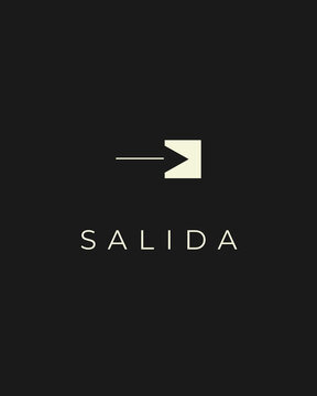 Se&ntilde;al de Puerta Minimalista SALIDA - Icono Dorado Moderno sobre Fondo Negro