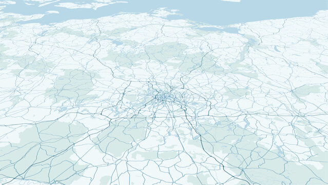 Modern minimalist vector map of Berlin, Germany. High-quality scalable illustration of Berlin city grid, Spree River, and Alexanderplatz for posters and urban design.