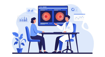 Fototapeta premium Doctor Consults Patient With Medical Scan Results on Screen