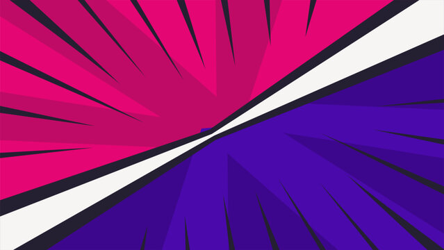 Dynamic comic book style background with vibrant pink and purple rays.