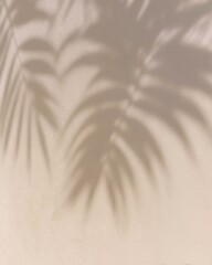 Obraz premium 壁に映る植物の影が写っている。インテリアや背景素材に使える抽象的な自然のイメージ。