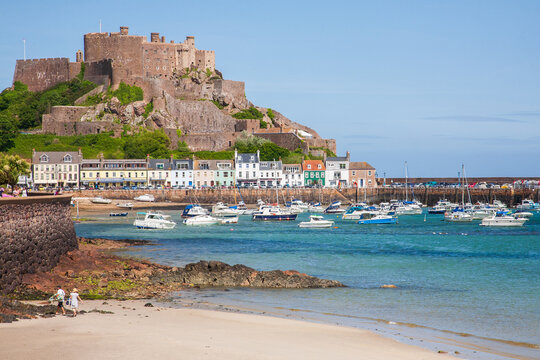 Gorey harbour and the Mont Orgueil Castle - Jersey