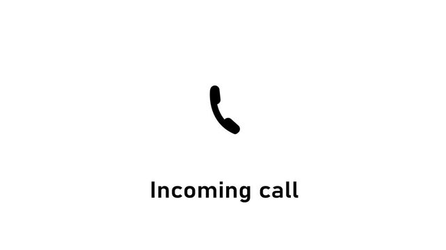 A black wonderful mobile incoming call icon animation with writing incoming call,call concept animation black background.