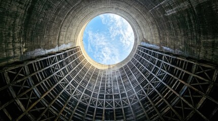 Obraz premium Looking Up - Architectural Marvel with Sky View and Geometric Patterns.