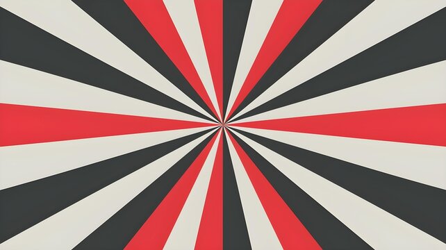 Dynamic radial sunburst pattern featuring bold red, black, and white rays creating a vibrant and energetic retro background design
