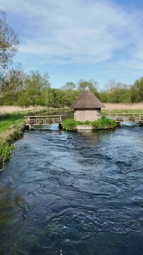 Longstock Hampshire England UK. 28.04.2026. Video. The chalk stream River Test at Longstock im Hampshire England UK.
