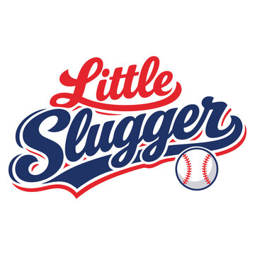 Little Slugger Youth Sports Quote with Ball Graphic Logo