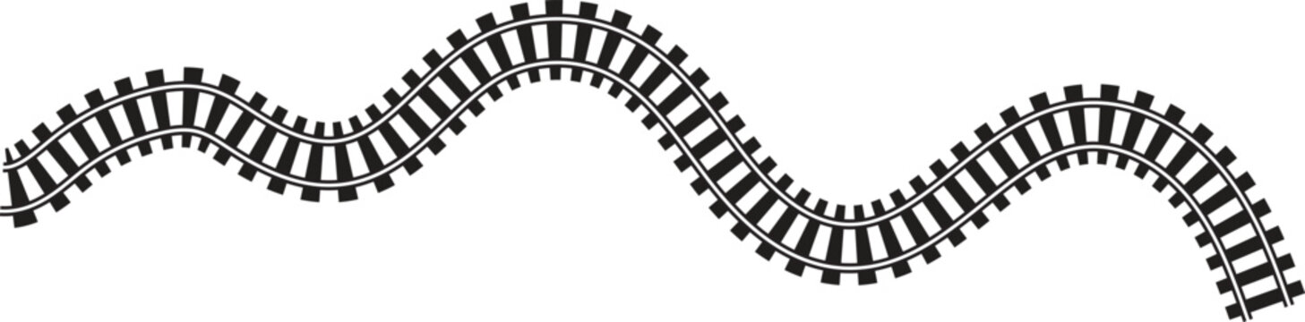 Railroad Track Illustration: A graphic portrayal of a winding railroad track, suggesting the journey of transport, movement, and the course of travel.