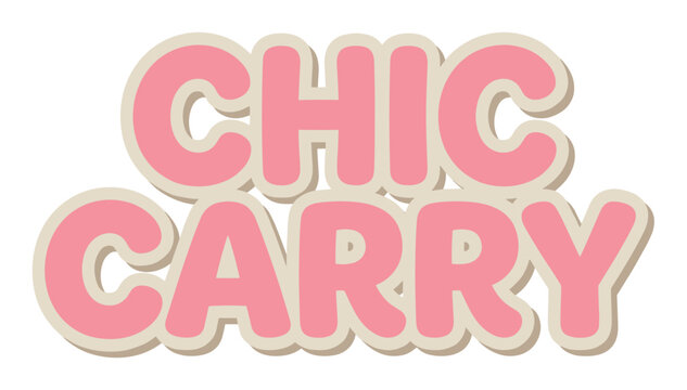 Chic Carry pink text with a beige outline and shadow, a fun and playful lettering design
