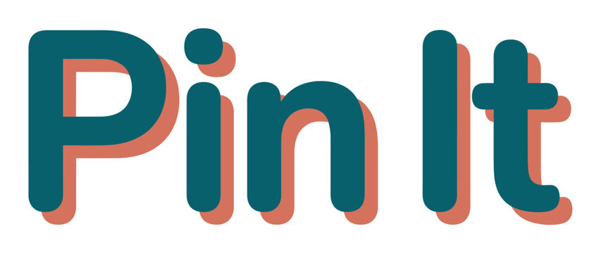 Pin It text lettering with teal and orange colors and a shadow effect, perfect for social media or web design