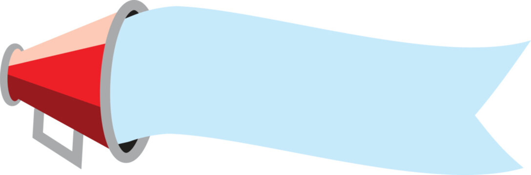 Loudspeaker Announcement: A vibrant loudspeaker with a blank banner, perfect for delivering messages and announcements.