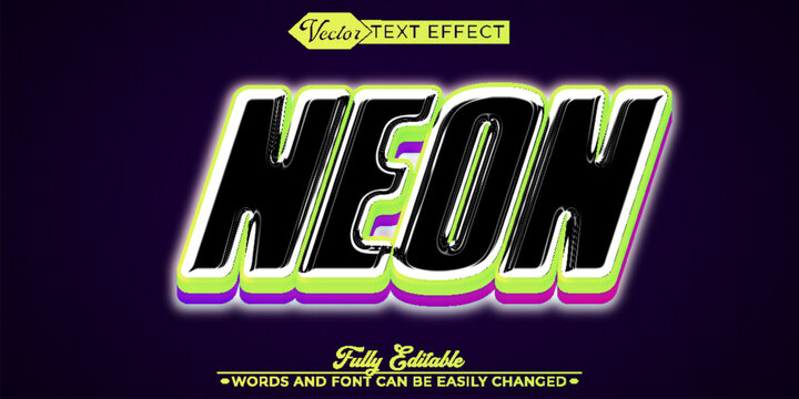 Bright Neon Glow Electric Typography Vector Fully Editable Smart Object Text Effect