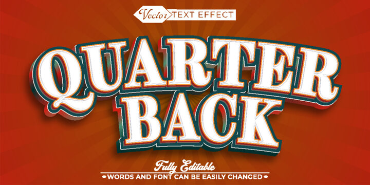 American Football Quarterback Game Typography Vector Fully Editable Smart Object Text Effect